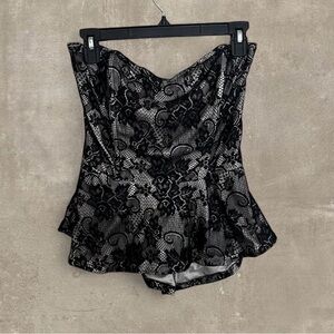 Black and White Lace Bustier Top